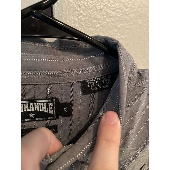 Panhandle Slim Mens XL Embroidered Pearl Snap Long Sleeve Shirt Gray - Picture 7 of 11